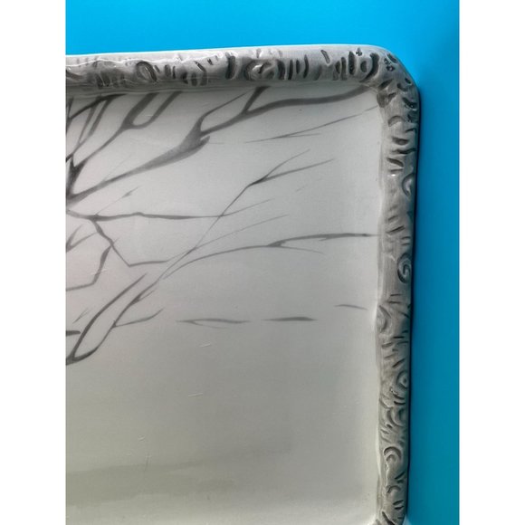 Kate Williams Global Designs Platter Chick-a-dee 12" x 7.5" Ceramic Painted Gift - Picture 3 of 7